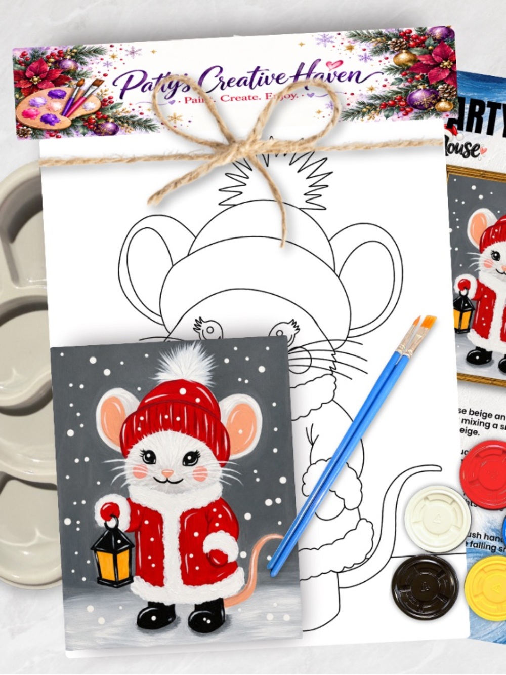 Molly Christmas Mouse 8x10 DIY Paint Kit